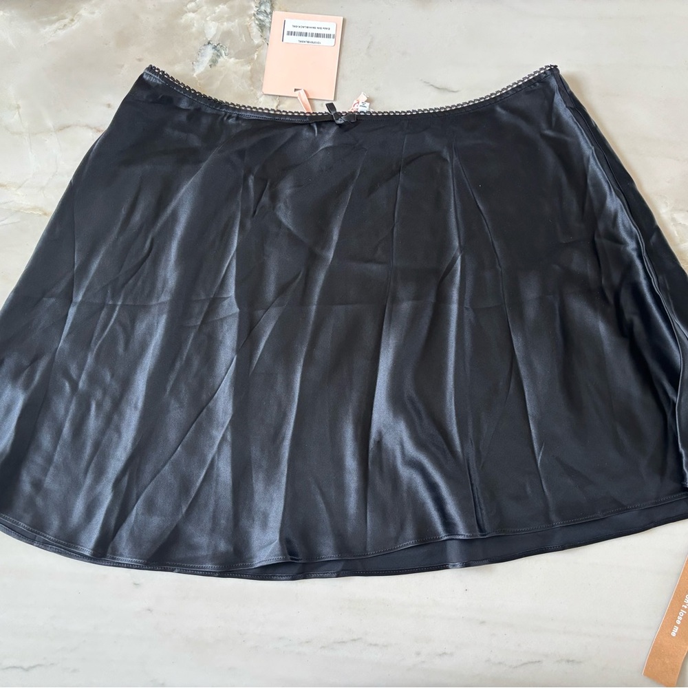Reformation Black silk skirt